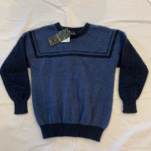 Cosy Kiwi kids sweater/jumper in blue. Made in New Zealand. Size 5-6 years.